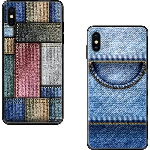 For Samsung Galaxy S5 S6 S7 S8 S9 S10 S10e S20 edge Lite Plus Ultra Fashion Jeans Colour Pattern Black Soft TPU Cell Phone