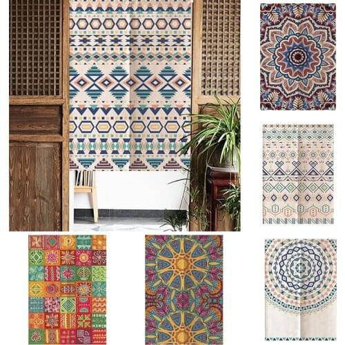 Exotic Colored Cotton Linen Door Curtain National Style Porch Partition Kitchen Curtain Bathroom Hanging Half Panel Curtain