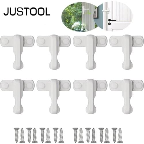 JUSTOOL 8 pcs Door Swing lock UPVC Replacement Security window Sash Jammer Safety hasps Lever Handle Sweep Latch Child Protector
