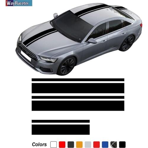 Racing Sport Car Hood Sticker Bonnet Stripe Roof Rear Trunk Decal For Audi A3 A4 A5 A6 C7 A7 A8 S3 S4 S5 S6 S7 Q3 Q5 Accessories