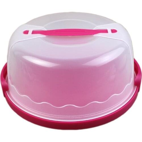 Round Cake Carrier Handheld Plastic Pastry Storage Holder Dessert Container Cover Case Birthday Wedding Party Supplies Red