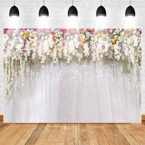 MOCSICKA Flower Curtain Bridal Shower Backdrop Floral Wall Wedding Ceremony Background Newborn Baby Photography Backdrops
