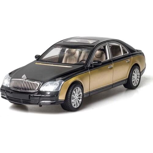 High Simulation 1:24 Diecast Maybach Lengthened 62S Alloy Car Model Sound Light Kids Toy Gifts Decoration Free Shipping