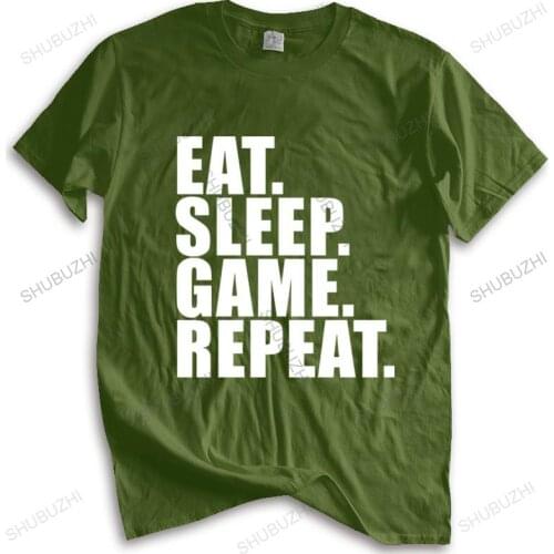 Fashion brand t shirt mens loose Eat. Sleep. Game. Repeat. Gamer Repeat Nerd Geek Kids Boys new fashion tee-shirt man tee