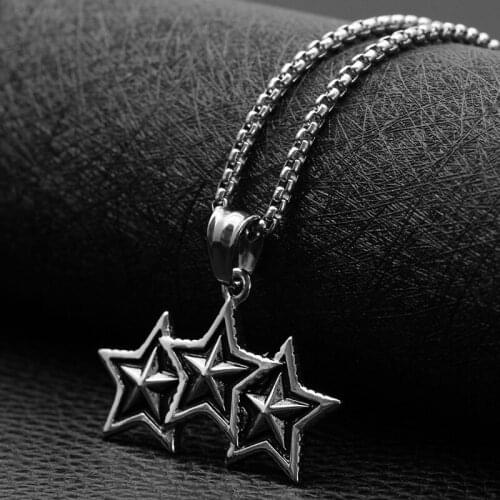 Fashion Titanium Steel Pendant Necklace Mens Stainless Steel Necklace Personality Pentagram Necklace Hot Sale