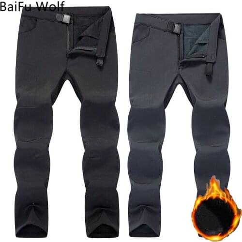 2021 Mens Winter Thermal Fleece Softshell Pants Trekking Fishing Camping Trousers Waterproof Outdoor Hiking Clothing