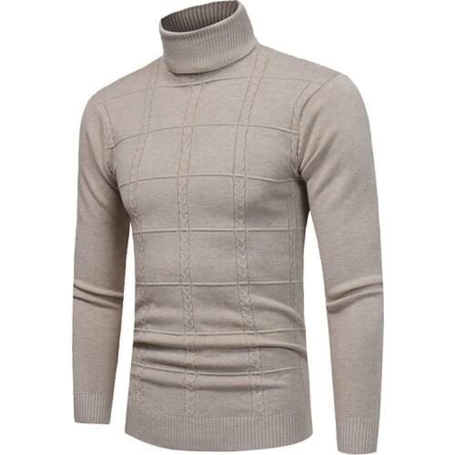 Autumn Winter Mens sweater Mens Turtleneck Solid Color Casual Sweater Mens Slim Fit Brand Knitted Pullovers