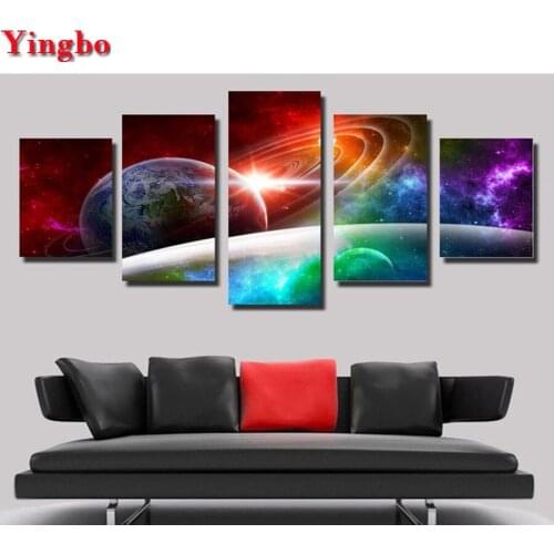 2019 new 5 pcs sets Diy diamond painting square round drill diamond embroidery universe planet Earth landscape cross-stitch kits