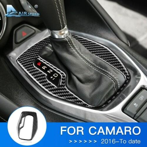 For Chevrolet Camaro 2016 2017 2018 2019 Carbon Fiber Car accessories Gear Shift Panel Cover Sticker