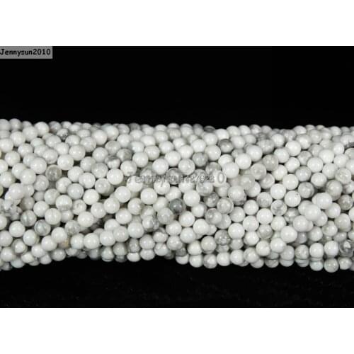 Natural White Tur-quoise Gems Stones 3mm Smooth Round Spacer Loose Beads 15'' Strand for Jewelry Making Crafts 5 Strands/Pack