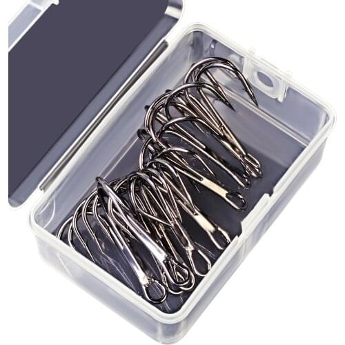 Nickle Fishing Hooks 10pc/Lot 1/0# 2/0# 3/0# High Carbon Steel Treble Hooks Fishing Tackle Black Fish High Strength Hook Bass