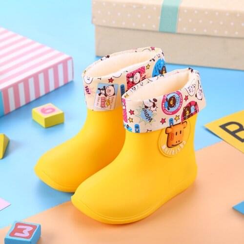 New Childrens Shoes Pvc Rubber Kids Baby Cartoon Shoes Water Shoes Waterproof Rain Boots Toddler Girl Waterproof Warm Rainboots