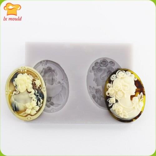 New Vintage Embossed Gemstones Aristocratic Silicone Mold Resin Gem Rose Queen Brooch Mould