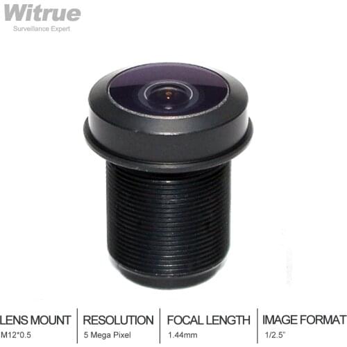 Fisheye Lens 5 Mega Pixel 1.44mm F2.0 1/2.5" 180 Degree M12 Lens for Security Camera
