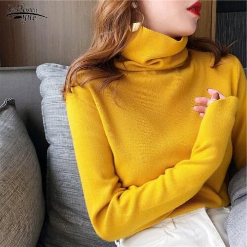 2020 Autumn and Winter Fashion Korean Turtleneck Sweater Women Loose Knitwear Pullover Sweaters Ladies Tops Black Sweaters 12317