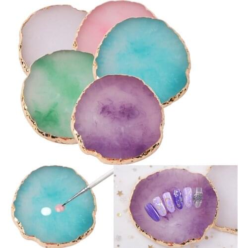 Natural Resin Stone Nail Art Color Palette Acrylic Gel Polish Holder Drawing Color Paint Dish Glue Display Photo Tool
