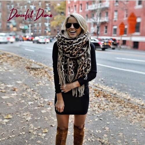 Brown Poncho Leopard Femme Women Winter Blanket Scarf Warm Soft Cashmere Thicken Long Ladies Tassel Scarves Poncho Foulard 2018
