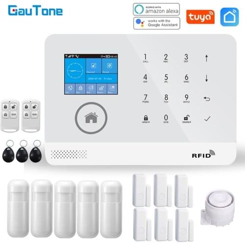 GauTone NEW PG103 tuya WiFi Alarm System Security Home with RFID Card Motion Sensors Smart Life app Control