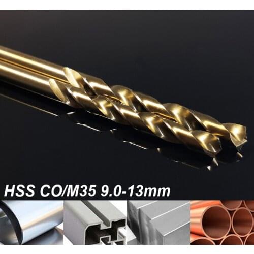 9sizes 1Pc 9.0-13MM HSS CO/M35 Twist Drill Bit Stainless Steel Hole Cutter Whole Ground Metal Reamer Tools DIY Hand Tools Kit