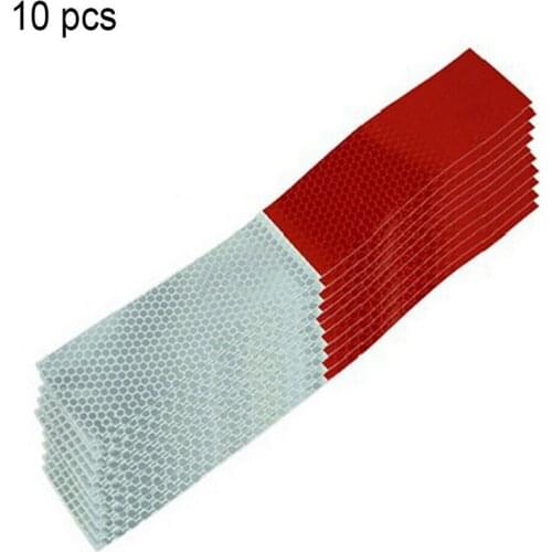 10Pcs Night Driving Safety Secure Red White Sticker 4.5*30cmCar Reflective Sticker Warning Strip Reflective Truck Auto Supplies