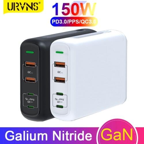 URVNS 150W GaN USB-C Fast Charger, USB C PD100W PPS 45W 20W for Laptops MacBook iPhone12 Samsung,USB A QC3.0 for Huawei Xiaomi