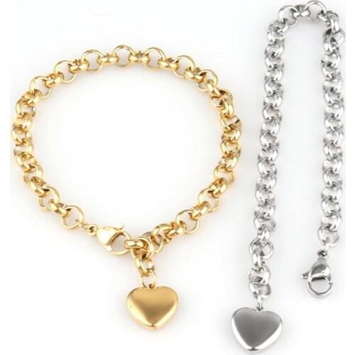 Punk Stainless Steel Bracelet For Women Multilayer Bracelet Love Bracelet Pendant Thick Chain Bracelet Charm Bracelet Jewelry