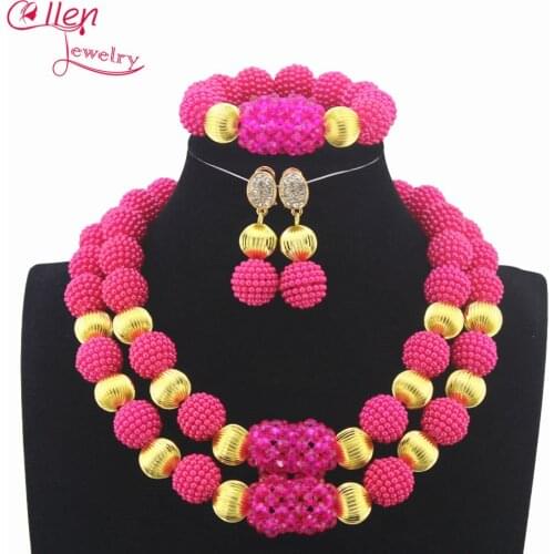High Qulity African Beads Jewelry Set Nigerian bridal Beads Jewelry Sets Dubai Wedding necklace Set N0068