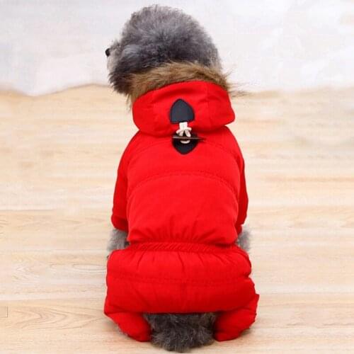 Winter Dog Clothes Warm Pet Down Jacket Coat With Horn Buttons Dog Warm Hooded Jumpsuit Puppy Cat Hoodies For Small Medium Dogs