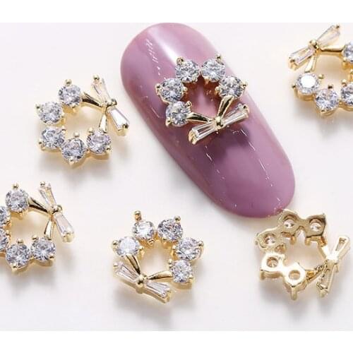 10pcs/lot 3D Alloy Flower Nail Art Zircon Metal Rhinestones Nails Accessories Professional Supplies Decorations Charms Y47-10