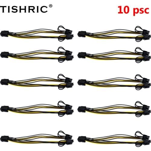 10PCS TISHRIC Dual 6pin to 8pin Miner Power Cord Miner Cables CPU Video Card Dual PCI-E PCIE 8Pin Power Supply Splitter Cable