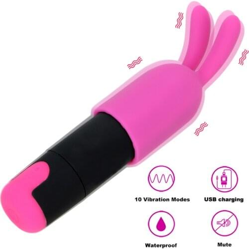 10 Speeds Mini Bullet Vibrator Waterproof Sex Toys for Women USB Rechargeable Vibrating Egg With Rabbit Cap G-spot Massager