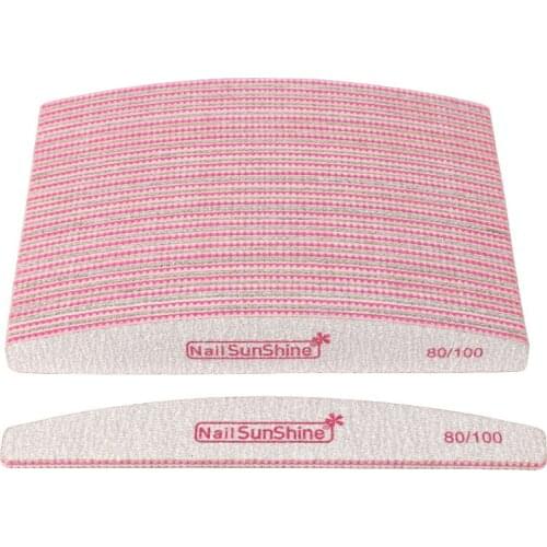 100Pcs Sandpaper Nail File 80/100 New Grey Boat Buffer Block Pink Acrylic Sanding lime a ongle Washable Semilune Manicure Tools