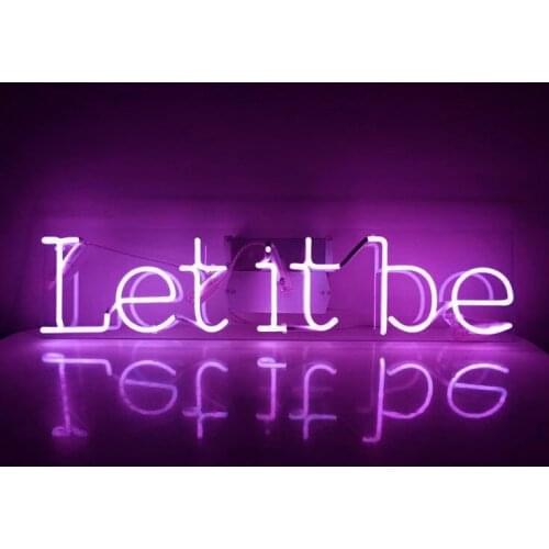 14“ Let it Be Purple Acrylic Custom Neon Light Lamp Sign Beer Bar Handmade Decorate Home Wall Room Windows Tube Artwork