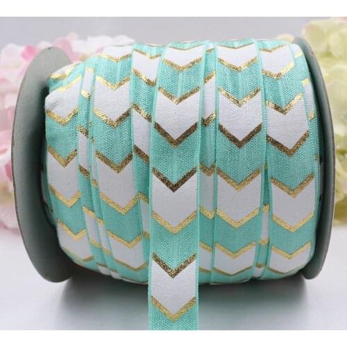 16612-7 ,5/8'' 16MM hot gold print wave Elasticity ribbon ,10 yards DIY handmade hair accessories Material , free shipping