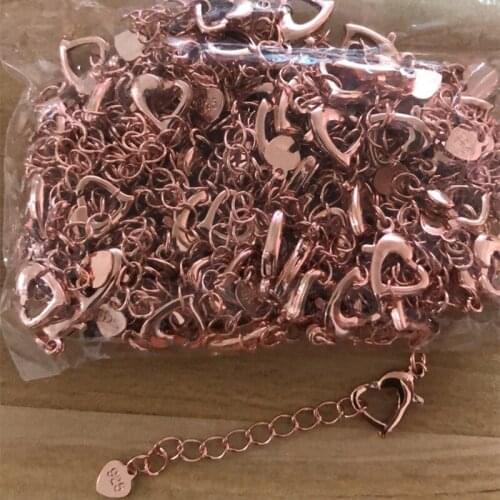 2/10pcs Real gold plated heart-shaped lobster buckle extension chain 3Colors Of Necklaces And Bracelets Chain Length 1*1+4CM