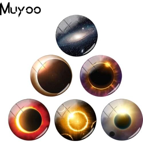 2018 New Solar Eclipse Galaxy Jewelry Round Photo Glass Cabochon Art Hand Craft Jewelry Cabochons
