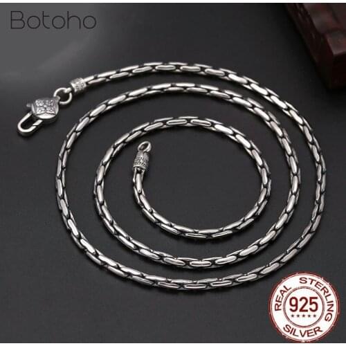 2020 Classic Bamboo Chain Necklace Solid 925 Sterling Silver Clavicle Chain for Women and Men Vintage Thai Silver Jewelry Gifts