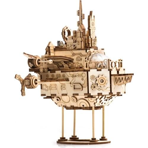 3D Wooden Moving Castle Music Box DIY Puzzle Model Kit Children educational science toy gift
