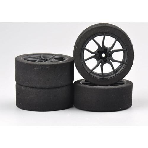 4pcs/set racing foam tire wheel rim set for HSP HPI 1/10 on-road RC car 12mm hex RC racing cars parts accessories