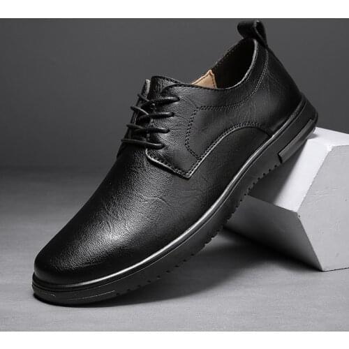 Brand MINUSIKE Men Leather Black Formal Daily Dress Shoes Office Shoes Man Casual Shoes