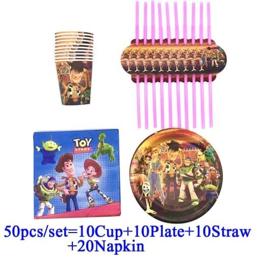 Toy Story 4 Birthday party favors paper Plate Cups Napkin Straws for Kids boys buzz light year Theme baby shower Party supplies
