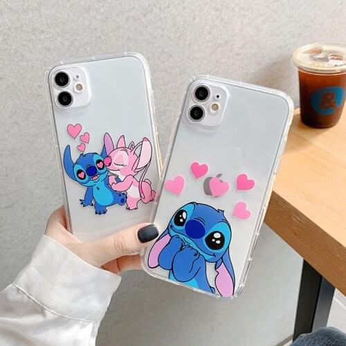 Disney Stitch iphone 12Pro Max mobile phone shell cartoon Stitch all-inclusive silicone iPhone11 transparent anti-fall cover X