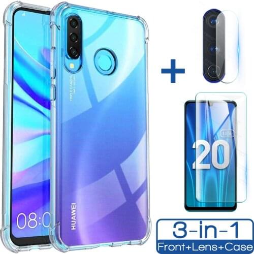 Transparent Case For Honor 20 Lite s Case+Glass+Camera,Soft Silicone Cover For Huawei Honor20 Lite Pro P30 20i 20Lite 20s Case