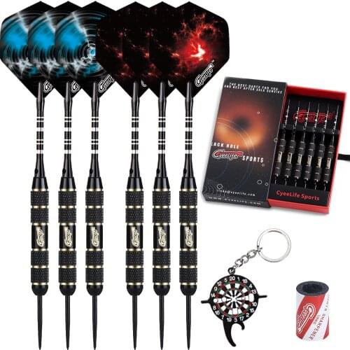 CyeeLife 22g Darts Steel tip Professional With Gift Packaging,12 Flights+Sharpener+Multi Function Tool 6 Packs