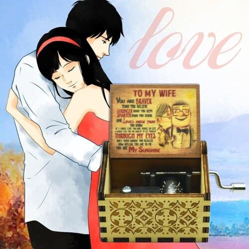 To My Wife Nice Wooden Hand Crank Music Box Birthday Gift Art DecorationValentines Day Gift