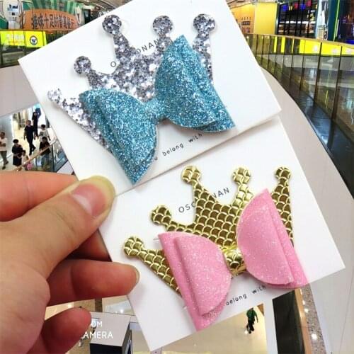 1PCS Lovely Bow Crown Girls Clip Bows Child Hair Tie Knot Creativity Handmade Hairpins Fashion Hair Accessories For Kids NEW