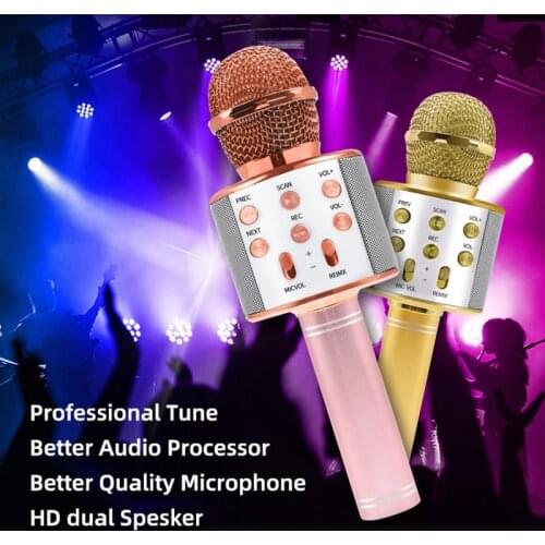 Kids For Wireless Karaoke Microphone Bluetooth Handheld Portable Speaker Home KTV Player with Dancing LED Lights Record Function