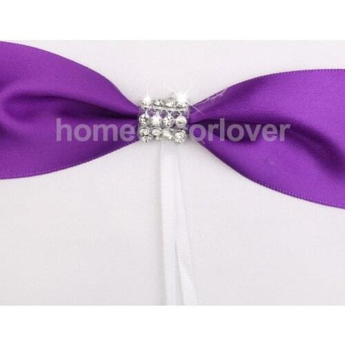 Elegant Satin Crystal Wedding Ceremony Ring Bearer Pillow White Purple 8"
