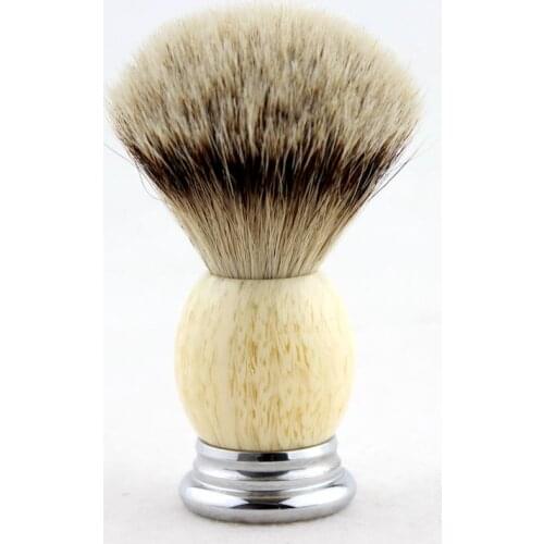 "FS"-21mm Silvertip Badger Shaving Brush Cream Color Resin Metal Base Handle with Laser FS LOGO + FREE STAND
