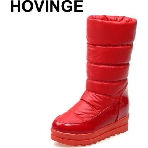 HOVINGE Women Thick Fur Shoes Snow Boots Warm Wedges Boots For Cold Winter Shoes Half Short Boots Women Footwears